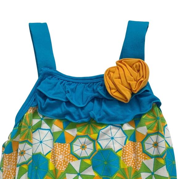 Kickee Pants Bamboo Beach Umbrella Flower Romper Size 5 - Picture 2 of 4